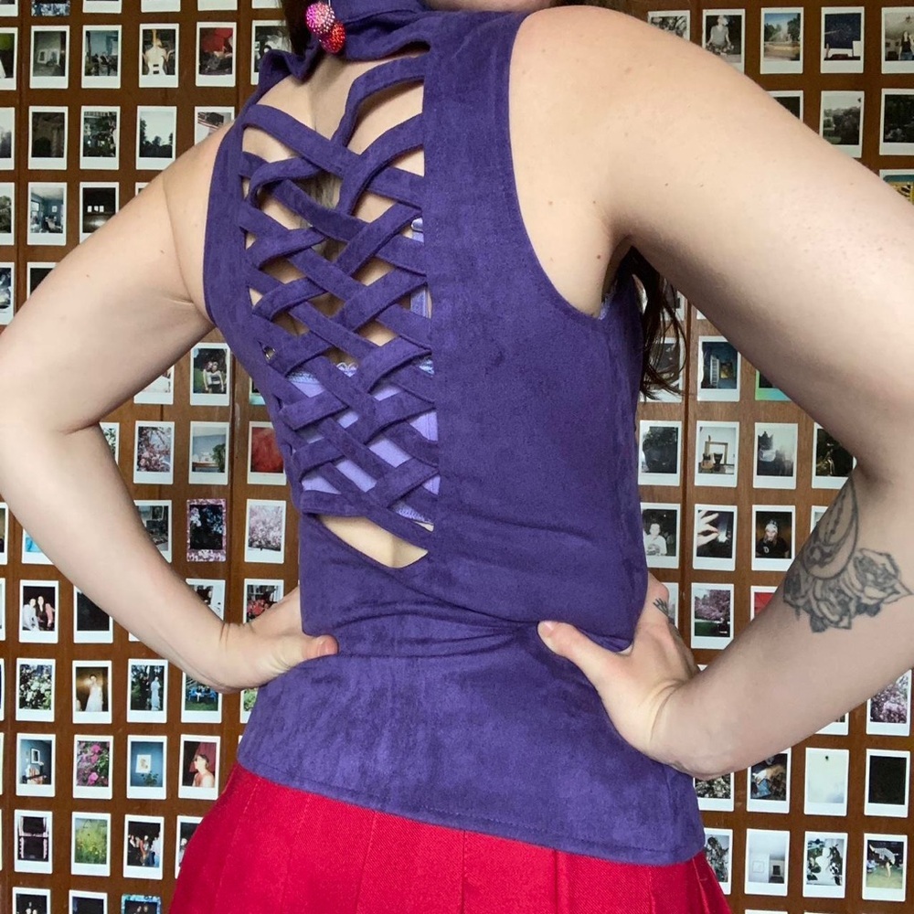 Lydia || NWT Suede Zip Corset Top (L) - Picture 2 of 15